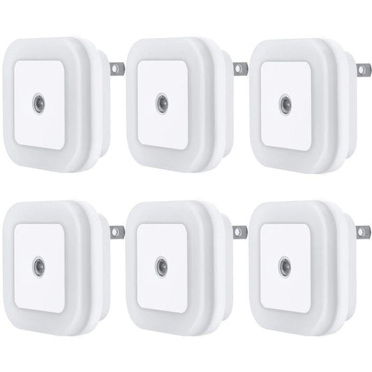 LED Night Light Lamp With Smart Sensor Dusk to Dawn Sensor, Daylight White, 0.5W Plug-in, 6-Pack