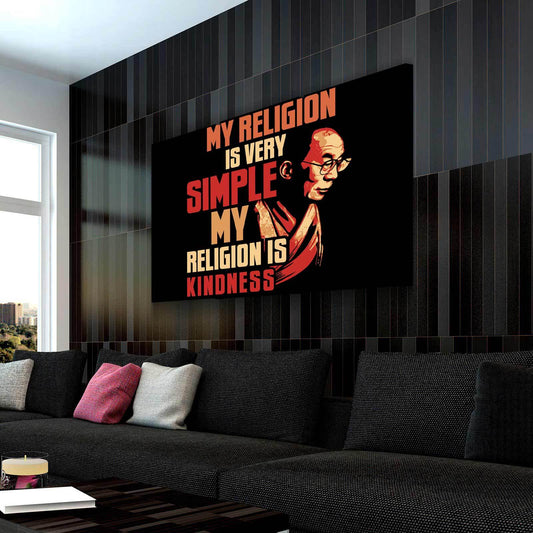 MY RELIGION IS KINDNESS CANVAS WALL ART