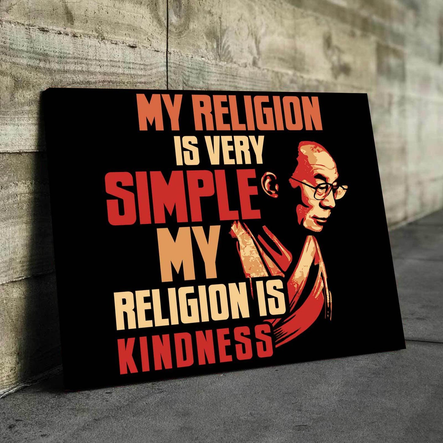 MY RELIGION IS KINDNESS CANVAS WALL ART