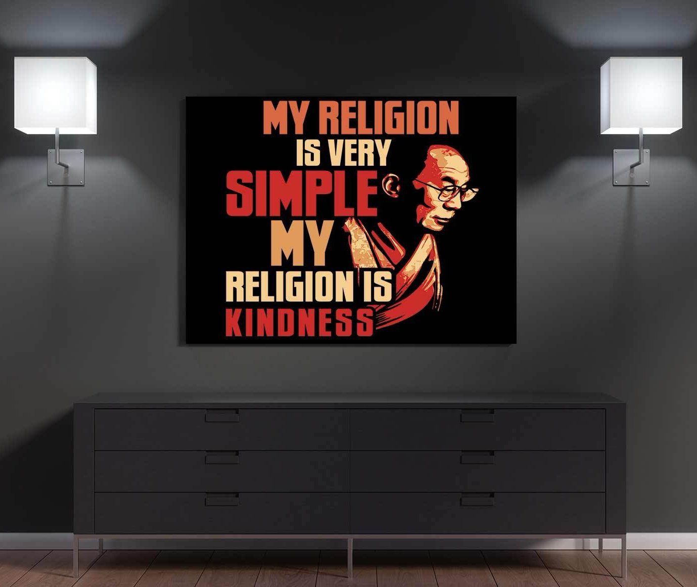 MY RELIGION IS KINDNESS CANVAS WALL ART