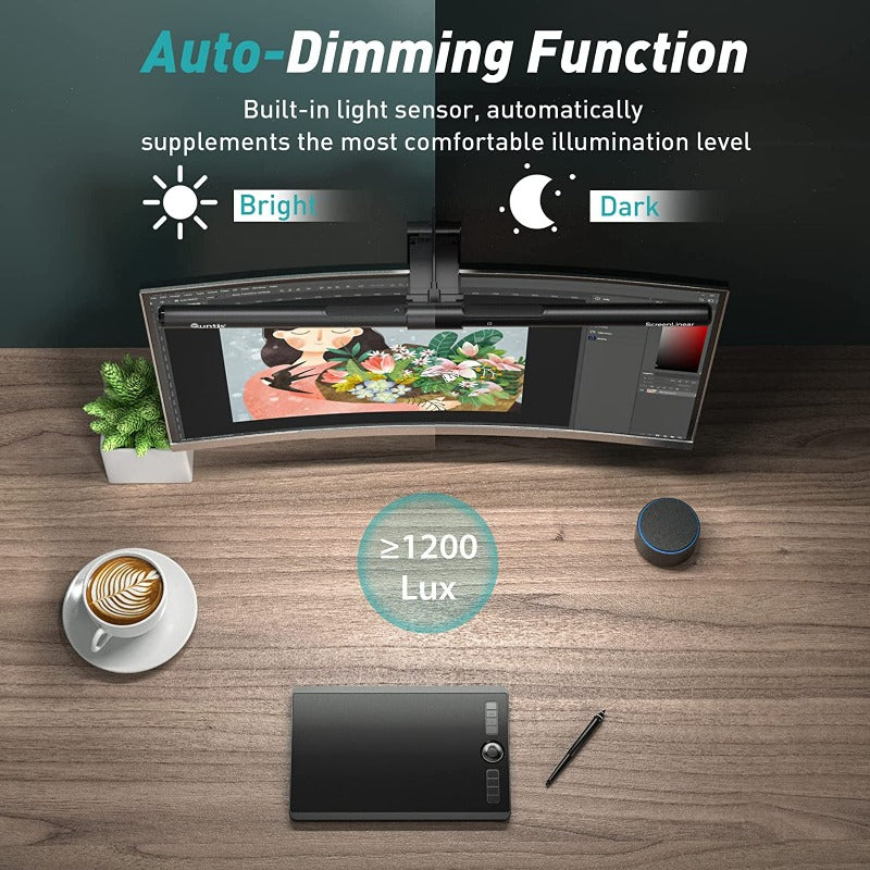 Monitor Light Bar With Remote Control, Eye-Care Technology Computer Monitor Lamp Dimmable Screen Light Bar With Auto-Dimming, No Screen Glare Home Office Desk Lamp For Curved/Flat Monitors