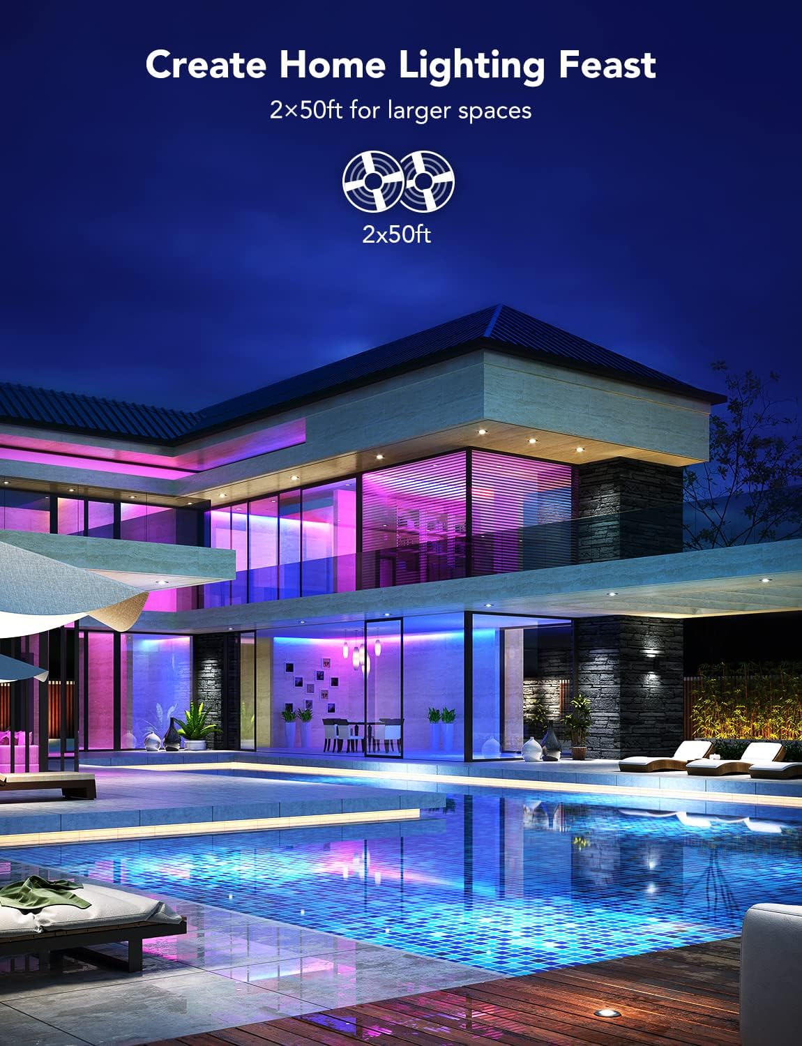 Smart LED Strip Lights With Bluetooth App Control And Music Sync