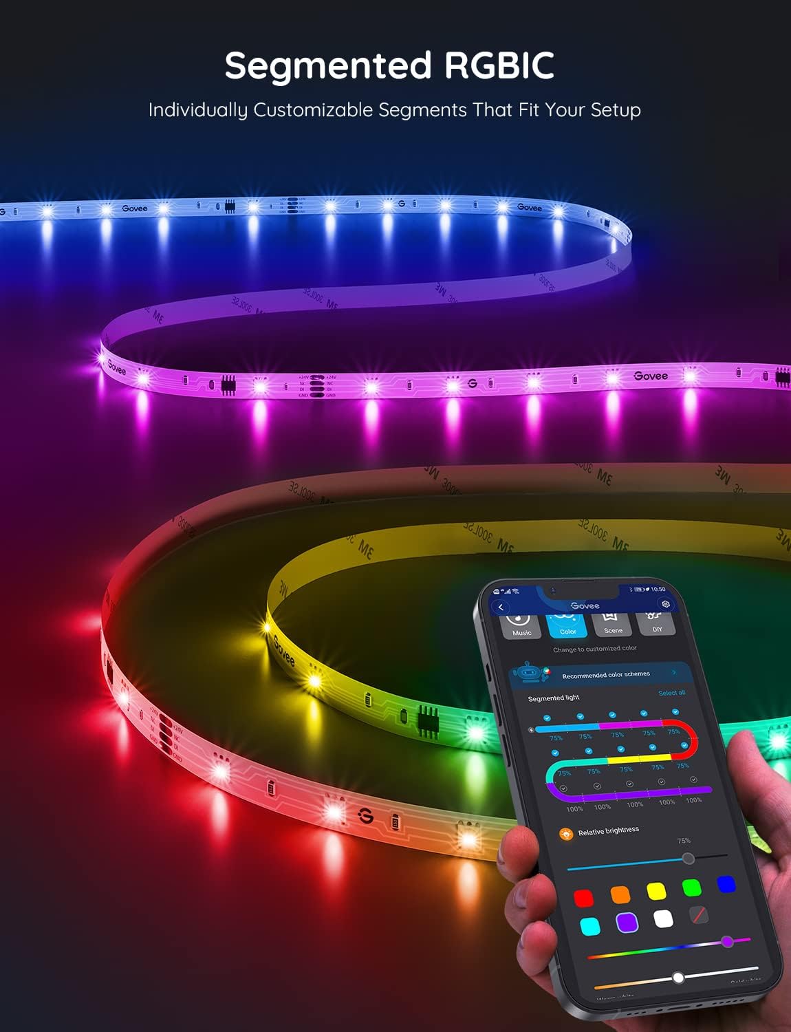 Smart LED Strip Lights With Bluetooth App Control And Music Sync