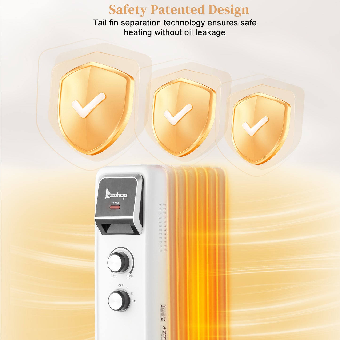 1500W Portable Oil-Filled Radiator Heater with Safety Features and Quiet Operation