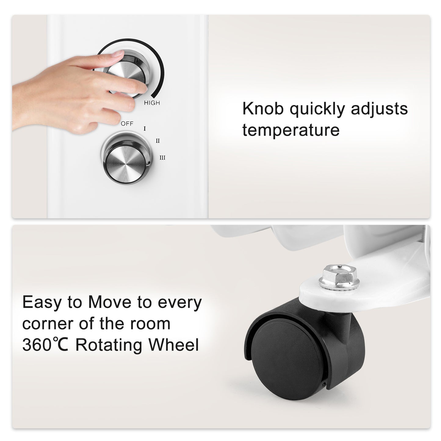 1500W Portable Oil-Filled Radiator Heater with Safety Features and Quiet Operation