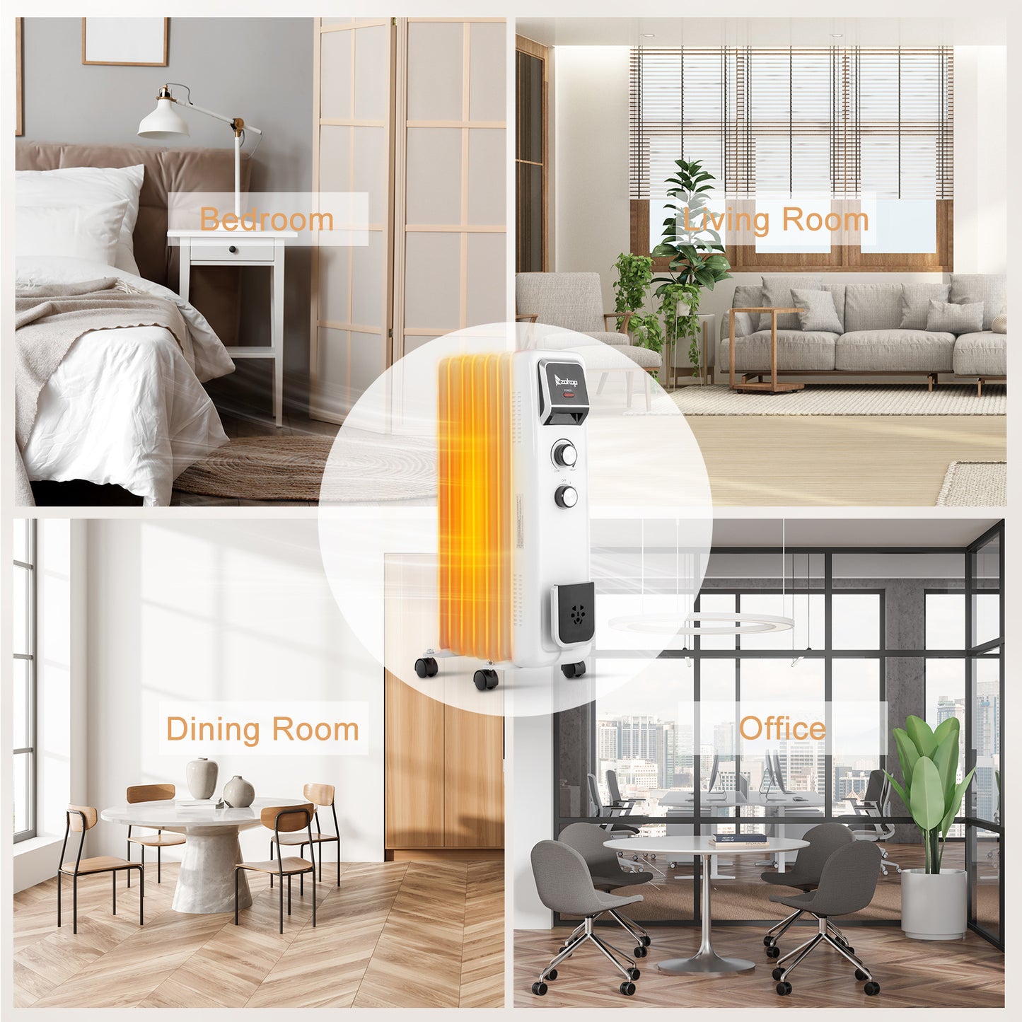 1500W Portable Oil-Filled Radiator Heater with Safety Features and Quiet Operation
