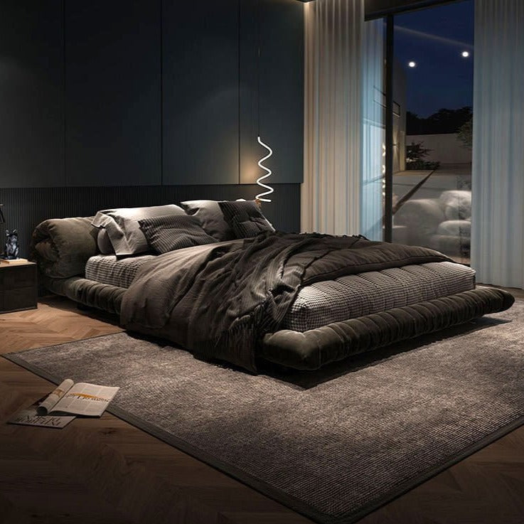 Rolled Fabric Upholstered Bed Frame