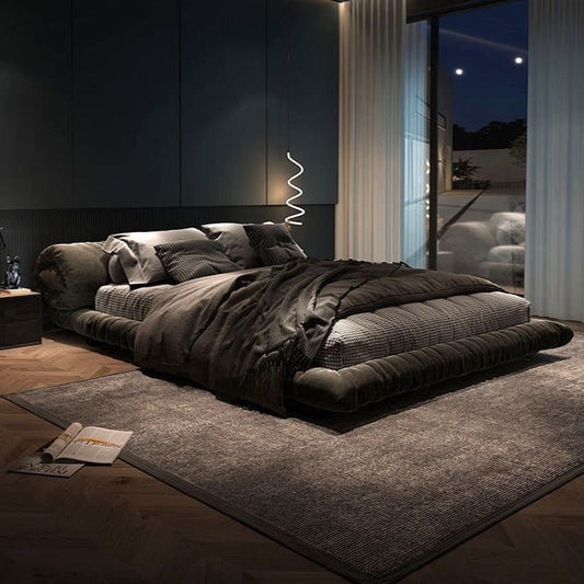 Rolled Fabric Upholstered Bed Frame
