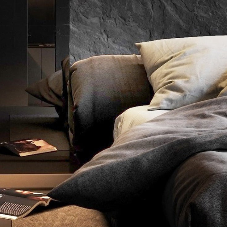 Rolled Fabric Upholstered Bed Frame
