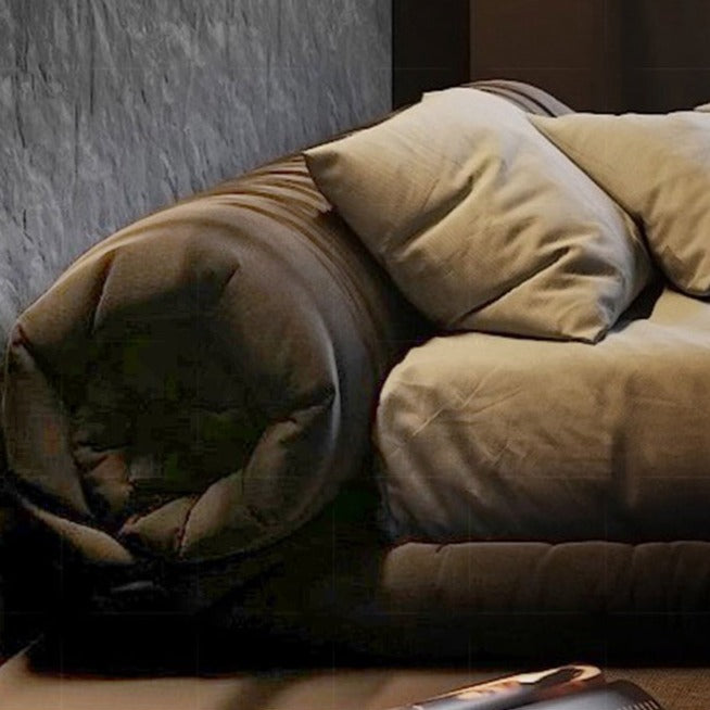Rolled Fabric Upholstered Bed Frame