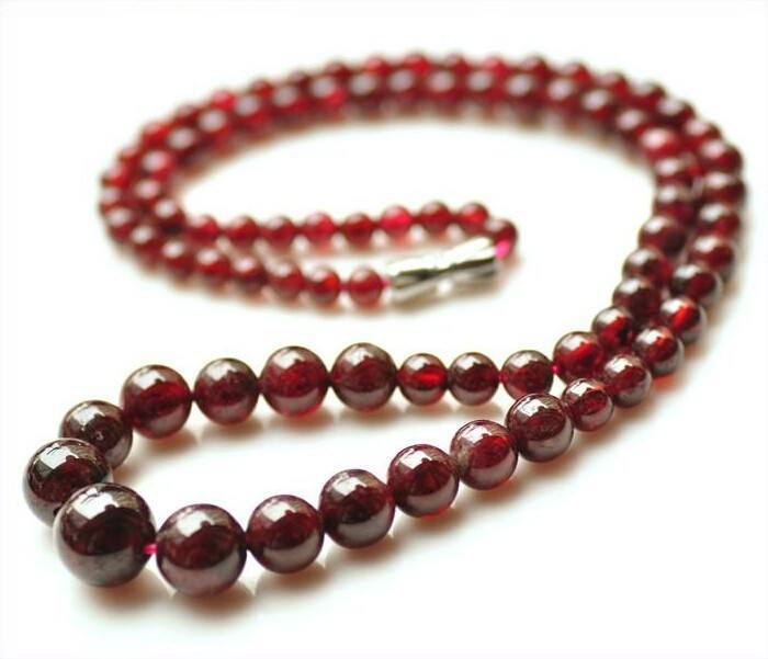 NATURAL RED GARNET BEADS NECKLACE 20"