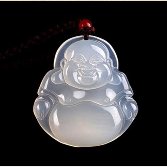 WHITE JADE BUDDHA PENDANT NECKLACE