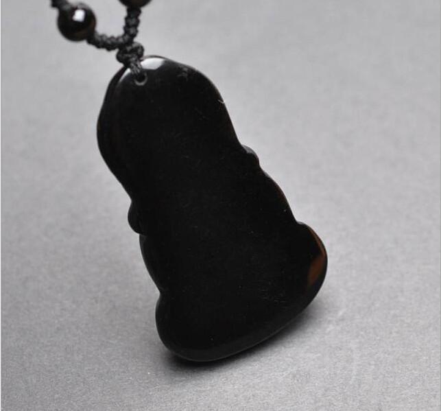 BLACK OBSIDIAN SHAKYA MUNI BUDDHA NECKLACE