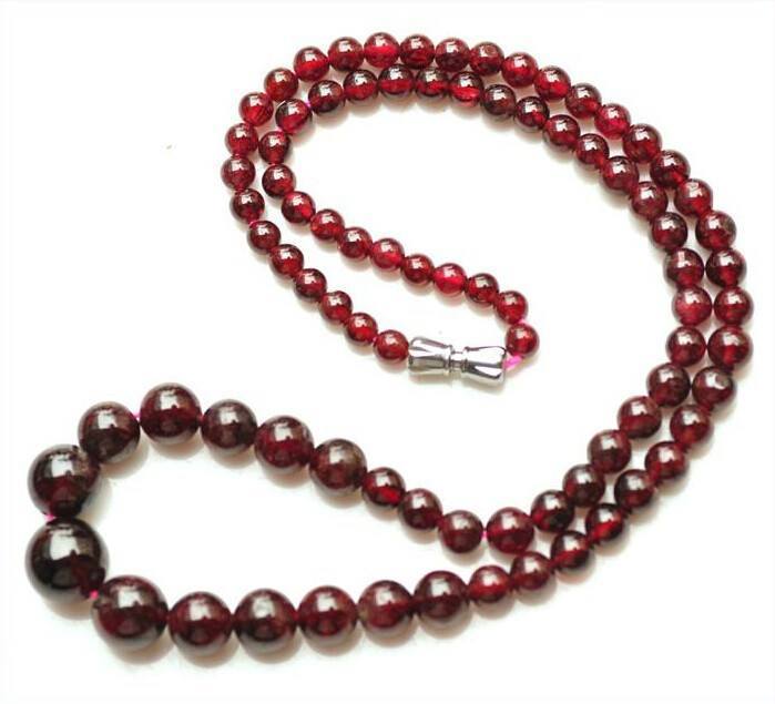 NATURAL RED GARNET BEADS NECKLACE 20"