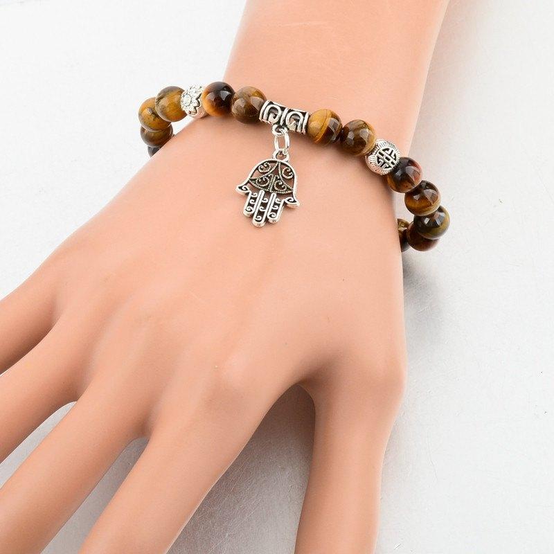 TIGER EYE NATURAL STONE EVIL EYE BRACELET