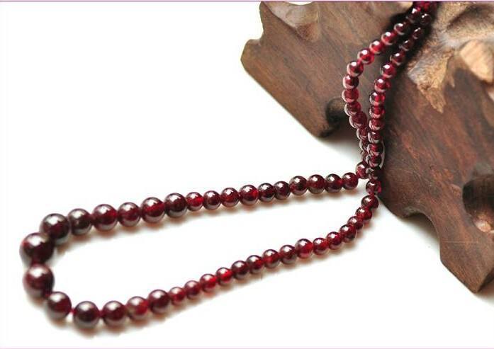 NATURAL RED GARNET BEADS NECKLACE 20"