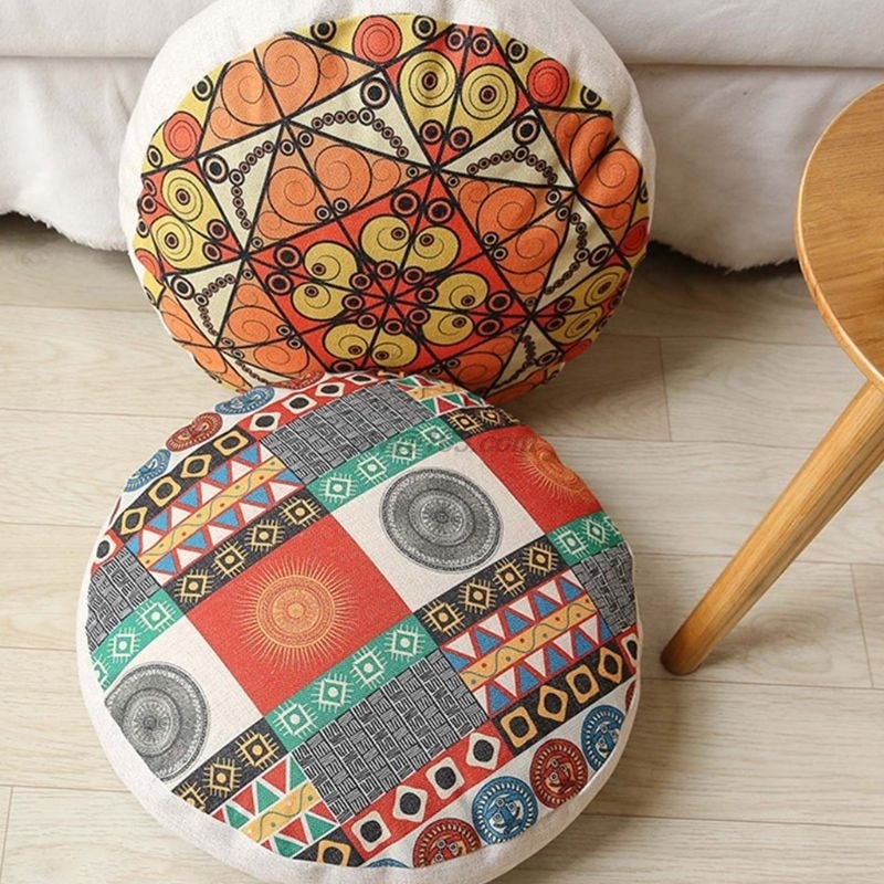 Round florel print yoga meditation cushion