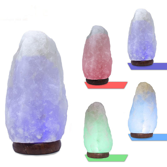 LED White-Color Changing Pure Himalayan | with USB Adaptor and Wooden Base