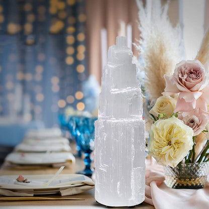 Himalayan Glow Natural Selenite Skyscraper Lamp