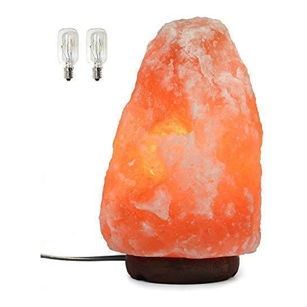 7 Inch Himalayan Salt Lamp with Dimmer Cord | Crystal Night Light with Wood Base