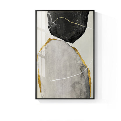 Modern Abstract Yellow And Black Stone Decorative Painting Core