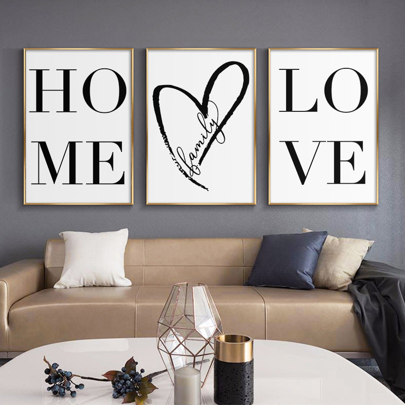 Love Poster Black And White Canvas Painting Core