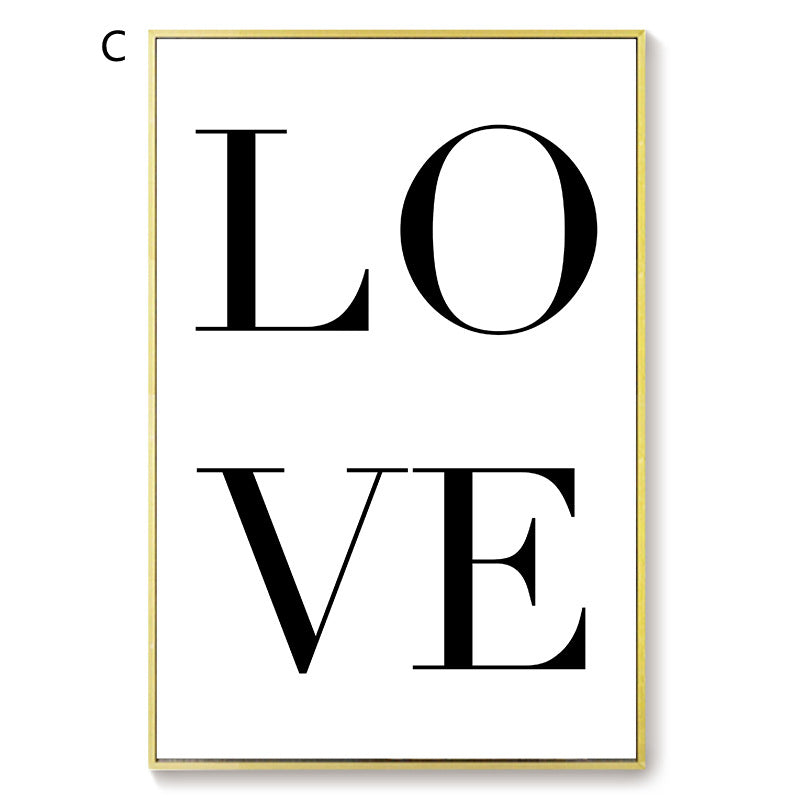 Love Poster Black And White Canvas Painting Core