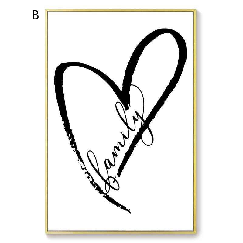 Love Poster Black And White Canvas Painting Core