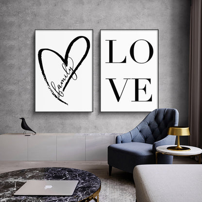 Love Poster Black And White Canvas Painting Core