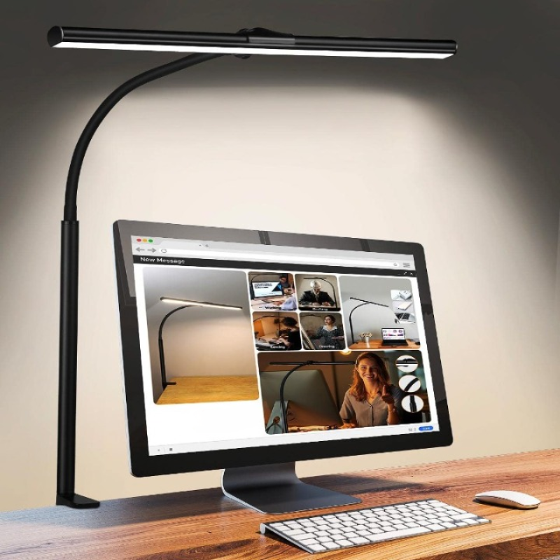 Desk Lamp For Office Home Eye-Caring Architect Task Lamp 25 Lighting Modes Adjustable LED Desk Lamp Flexible Gooseneck Clamp Light For Workbench