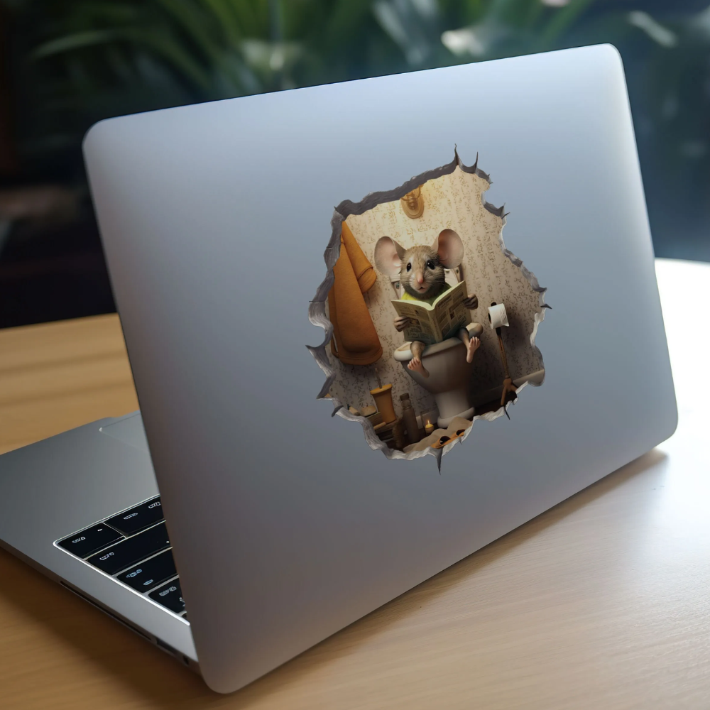 Sitting Mouse Hole Decal