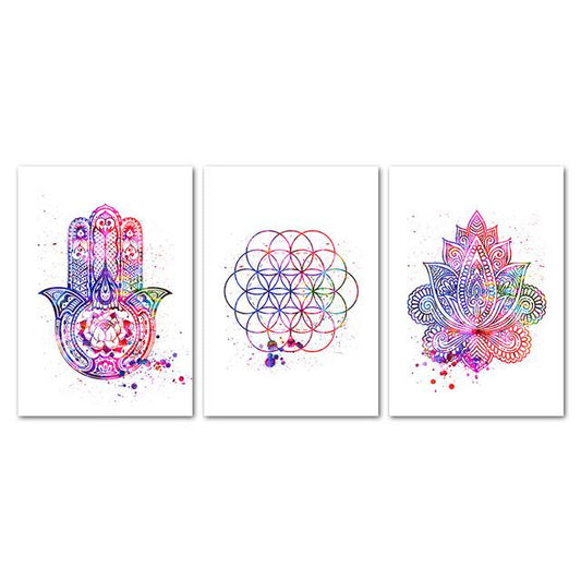 Hamsa Flower or Life Yoga Canvas Art