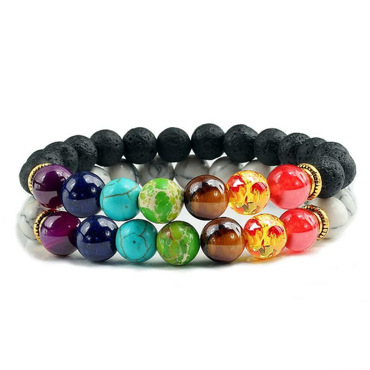 7 CHAKRA Healing Balance Lava Stone Bracelets