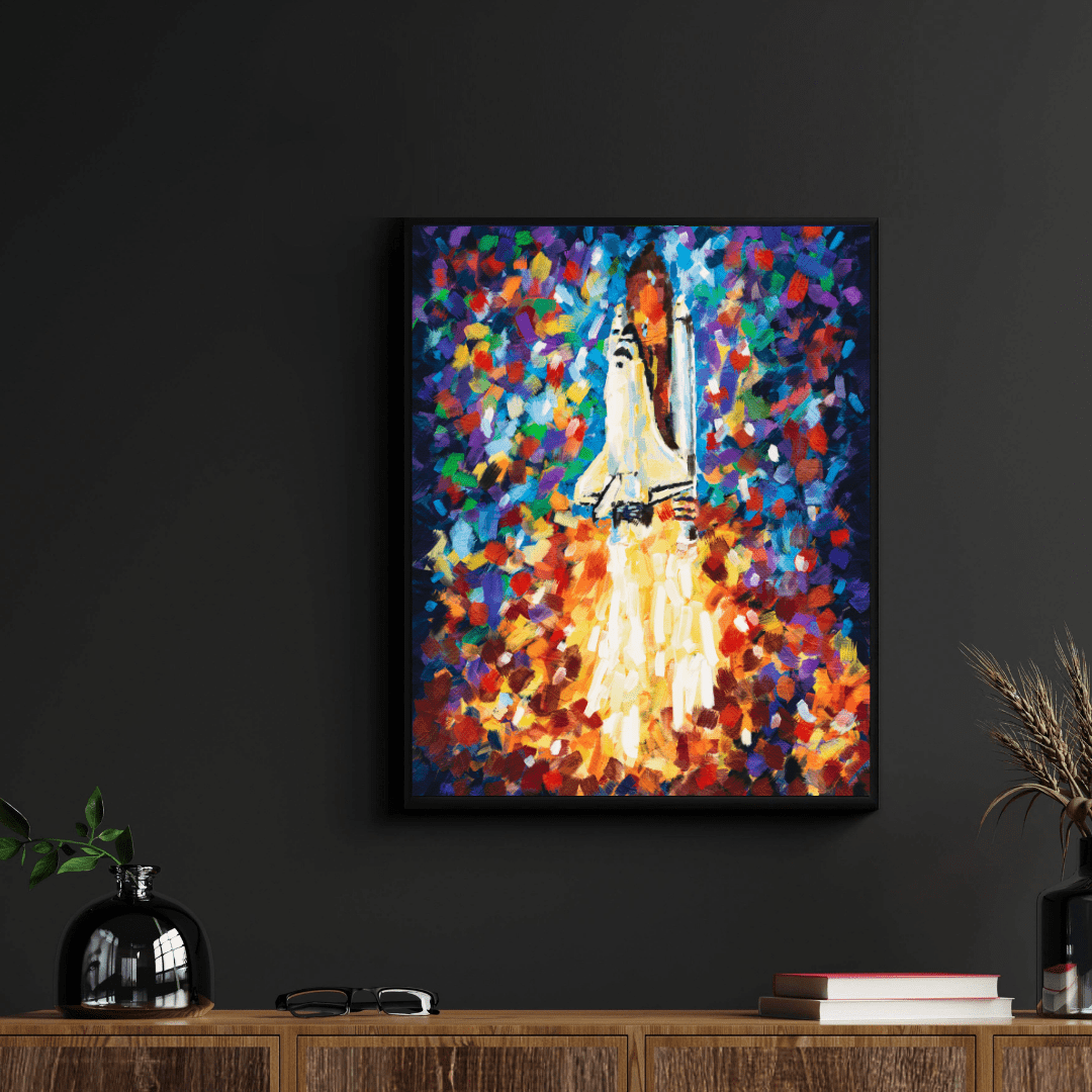 Rocket Blast Off Abstract Art Stretched Canvas