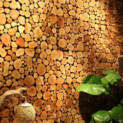 Rimmed Penny Wood Mosaic Wall Panel