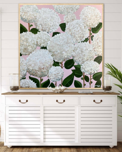 Coastal Hydrangeas Wall Decoration Art Poster Oil Painting Simple Design Wall Art, Unframed.