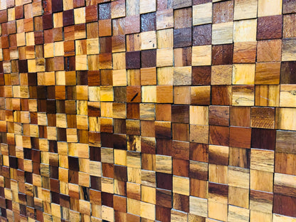 Rubiks Wood Mosaic Wall Panel