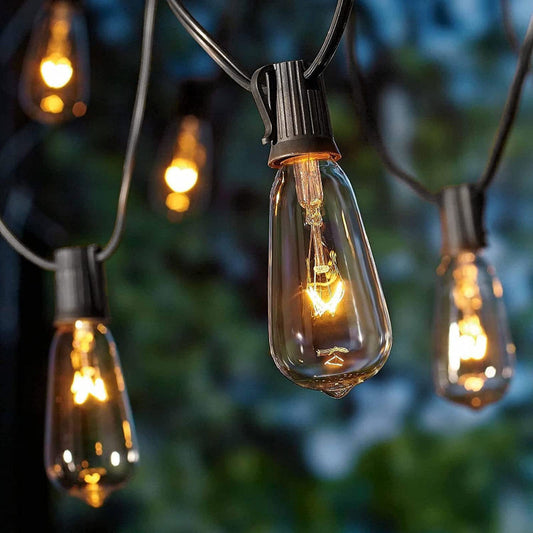Outdoor String Lights, Patio Hanging Lights With Edison Glass Bulbs, Waterproof UL Listed Connectable Bistro Lights For Backyard Garden Cafe Camper Deck Porch Party Wedding