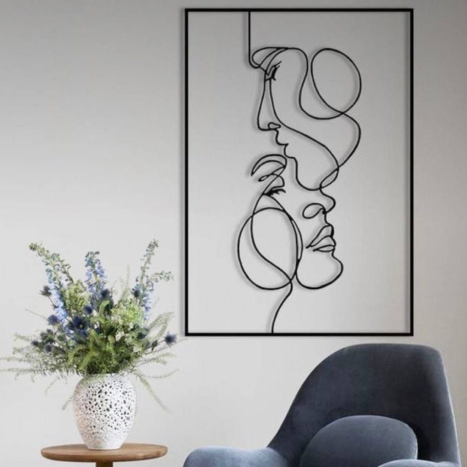 Loving Couple Kissing Metal Wall Art