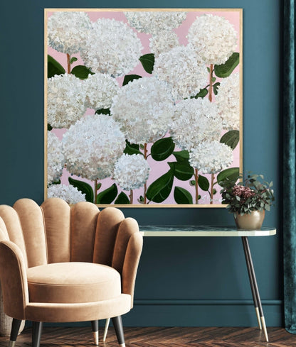 Coastal Hydrangeas Wall Decoration Art Poster Oil Painting Simple Design Wall Art, Unframed.