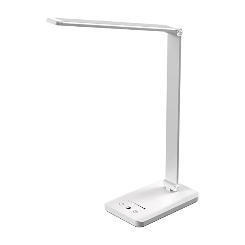 LED Desk Lamp with USB Charging Port, Dimmable Eye-Caring Reading Desk Light for Home, with 5 Brightness Level & 3 Lighting Modes, Touch Control, Auto Timer (Black)