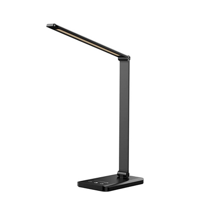 LED Desk Lamp with USB Charging Port, Dimmable Eye-Caring Reading Desk Light for Home, with 5 Brightness Level & 3 Lighting Modes, Touch Control, Auto Timer (Black)