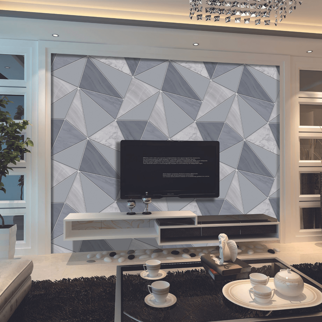 Triangle Geometric Styled Suede Wallpaper