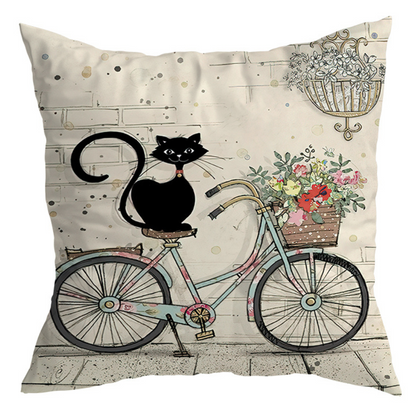 Vintage Black Cat Cushion Covers