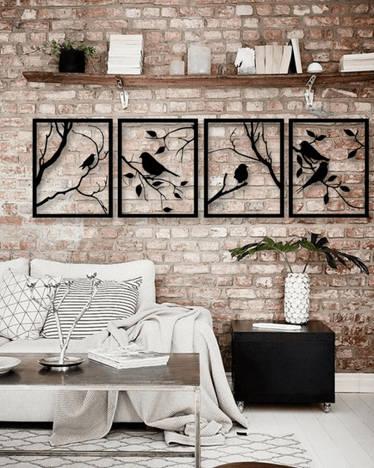 Birds Metal Wall Art (4 Pieces)