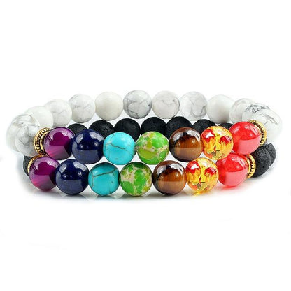 7 CHAKRA Healing Balance Lava Stone Bracelets