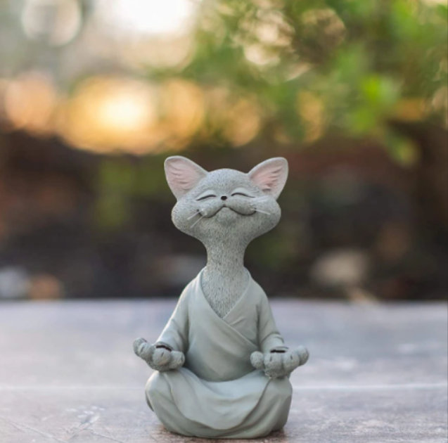 Meditating Cat Figurine