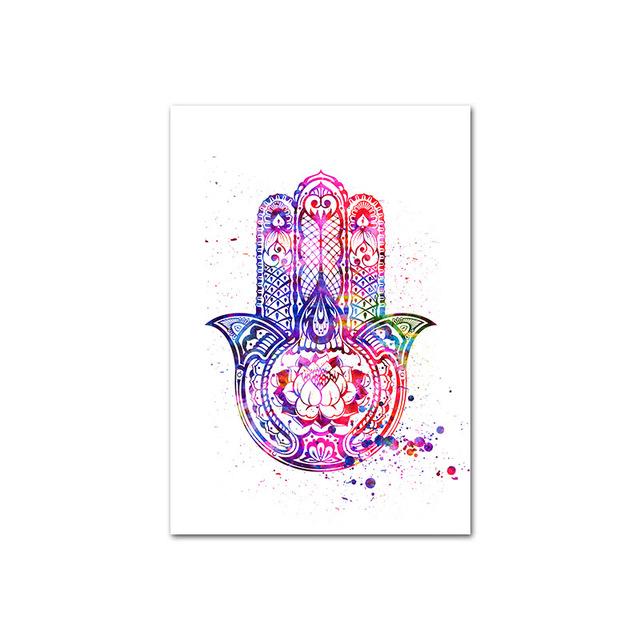 Hamsa Flower or Life Yoga Canvas Art