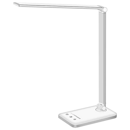 White Crown LED Desk Lamp Table Lamp Reading Lamp With USB Charging Port 5 Lighting Modes 5 Brightness Levels, Sensitive Control, 30/60 Min Auto Timer, Eye-Caring Office Lamp