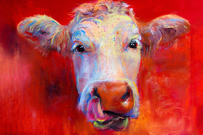 Cow Abstract Art Stretched Canvas